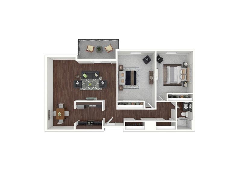 2 BR DEL floorplan at Mid Central Apartments