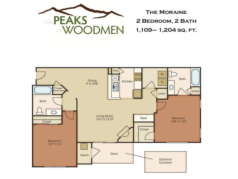 2X2-1109-Upgraded  floorplan at Peaks at Woodmen