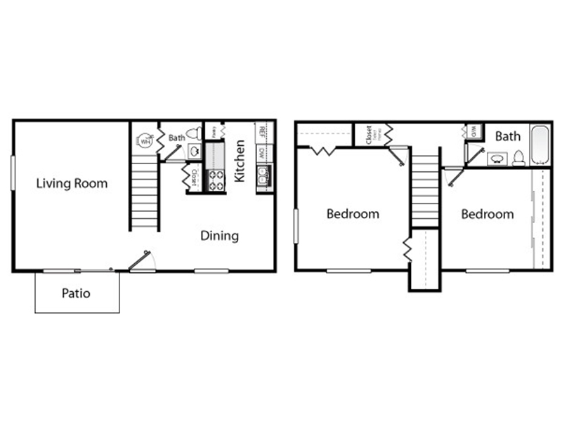 2x2 W/D Townhome floorplan