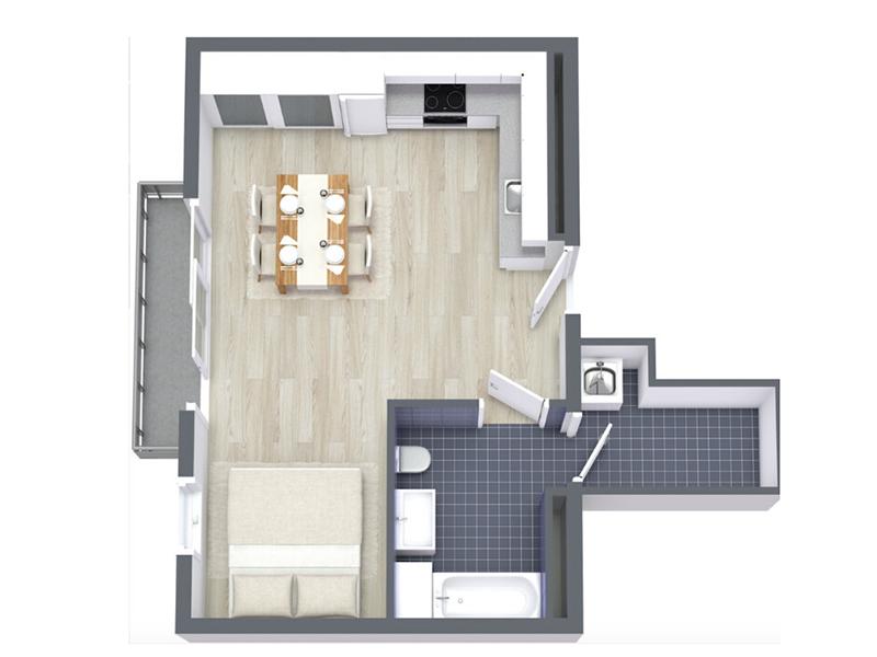 Studio |  1 BA |  "apartment"