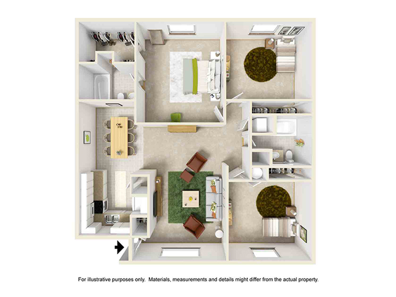 3 Bed 2 Bath floorplan at Parkview Terrace - CO