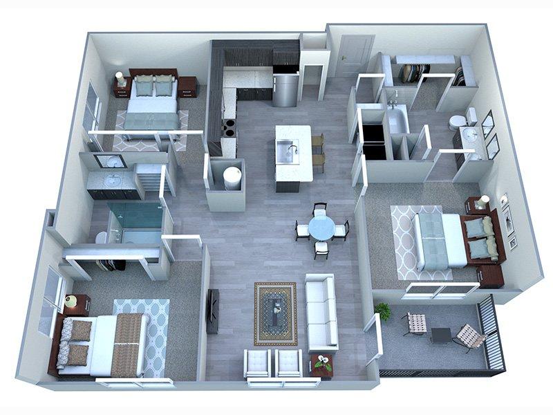 C1 3x2 floorplan at Skye at McClintock Station