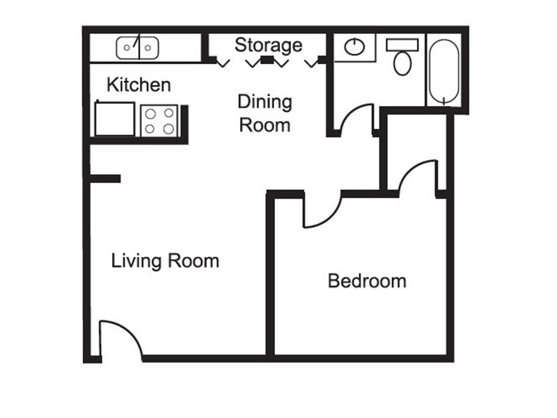 1x1 floorplan at The Grove