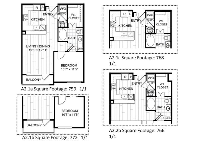 A2.1 floorplan at The Moderne