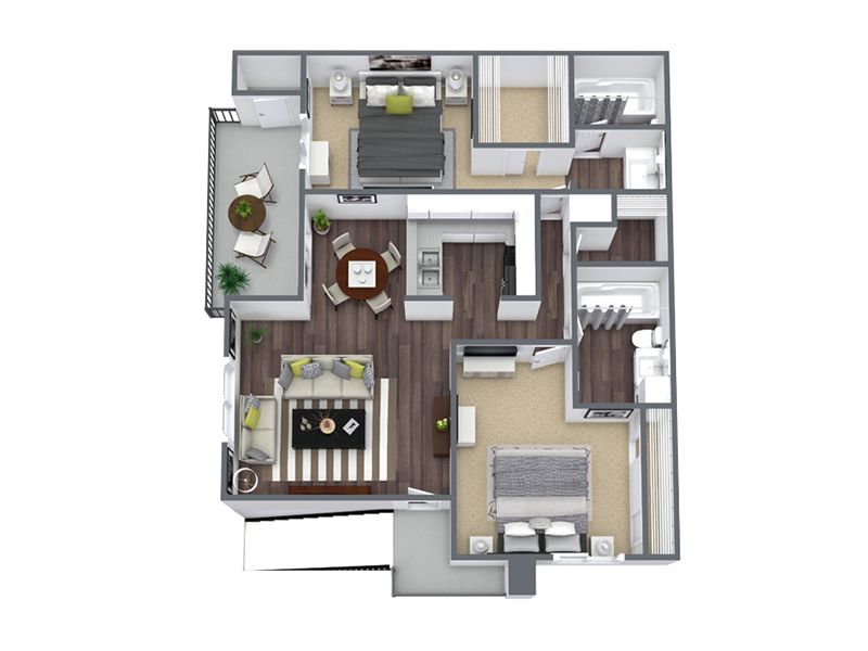 2x2-1015 floorplan at Creek at 2645