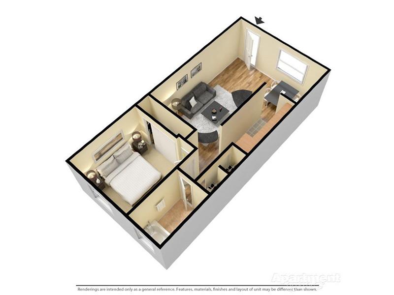 Sienna 1X1 floorplan at The Perch on 52nd