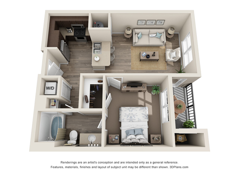 1x1-624 floorplan at Atlantic on the Boulevard