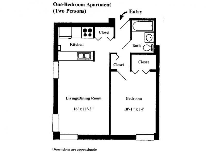 1 BED, 1 BATH floorplan at Westwind Towers