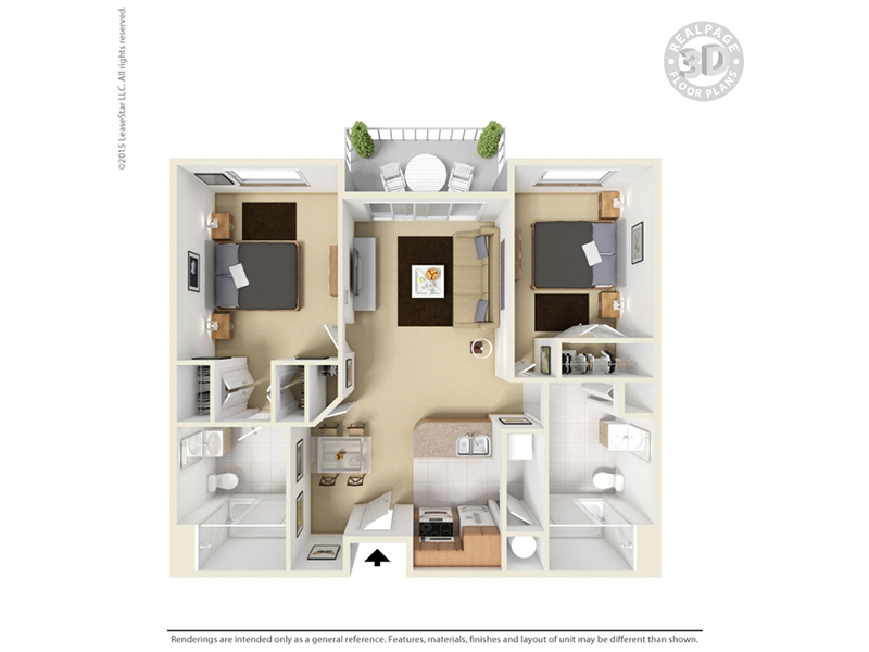 skyline 2 bedroom 2 bathroom floorplan at Elevate on 5th