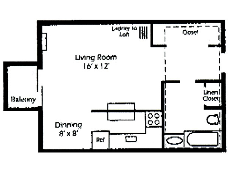 Studio 420 floorplan at Parkwood Place