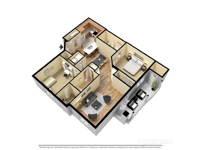 Solana 2x2 floorplan at The Perch on 52nd