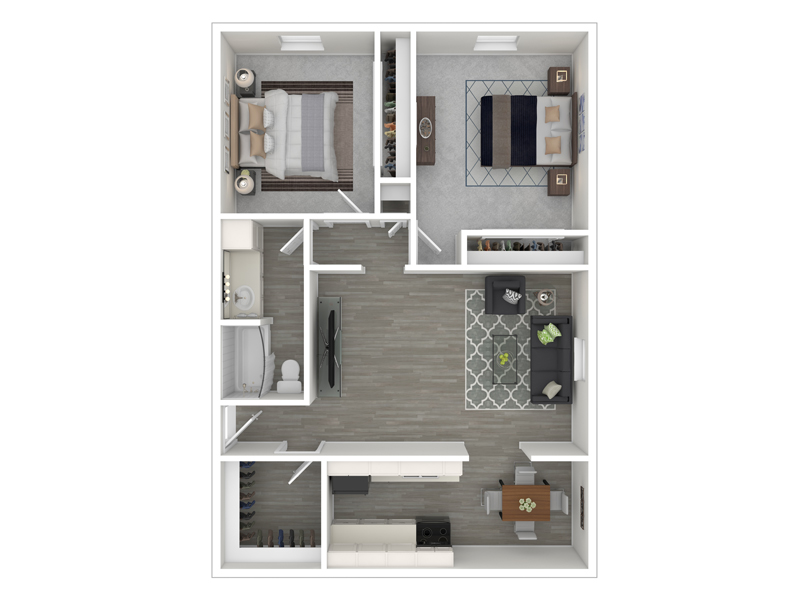 2 Bedroom 1 Bathroom floorplan at Continental Court