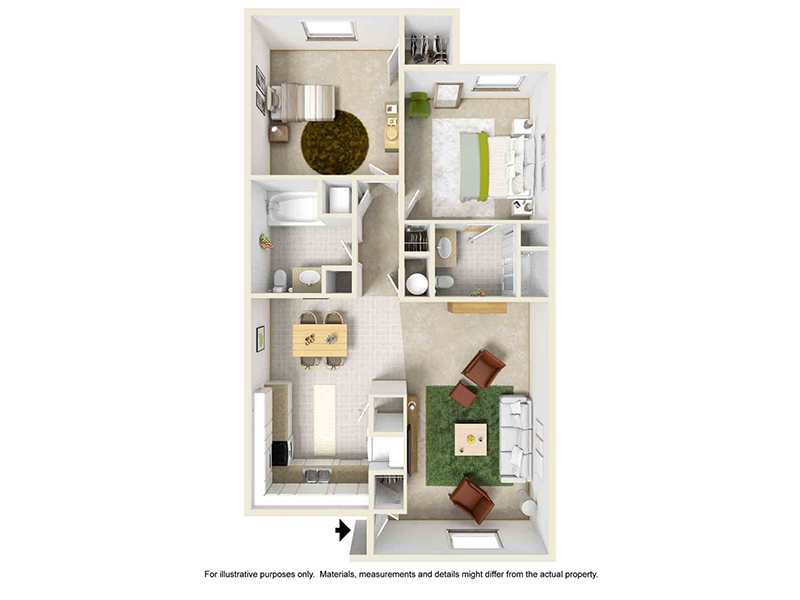 2 Bed 2 Bath floorplan at Parkview Terrace - CO