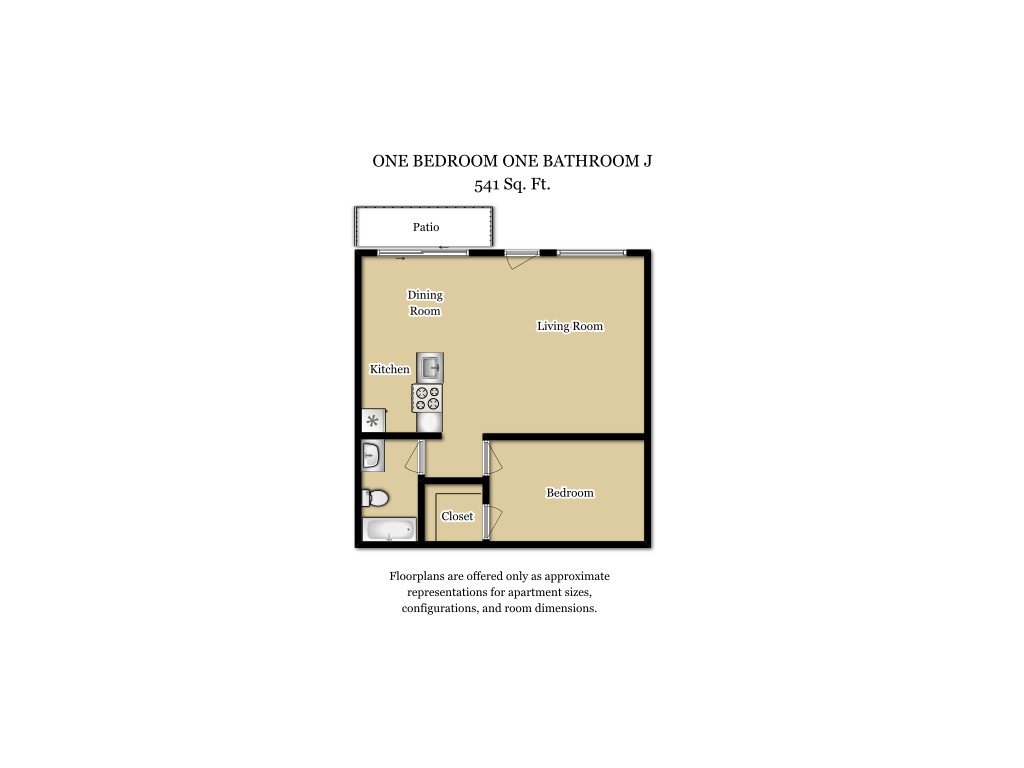 1 Bed 1 Bath Plan J floorplan at Camden Village