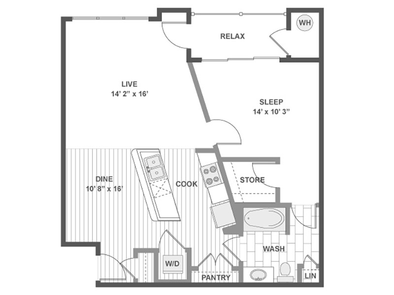 1X1-837 floorplan at Arista Flats