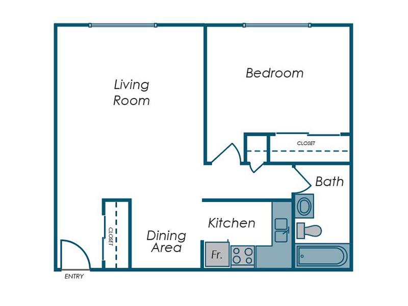 1 Bedroom floorplan at Tailwind 1