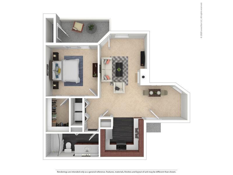 1x1-906- Classic floorplan at Pinnacle Heights