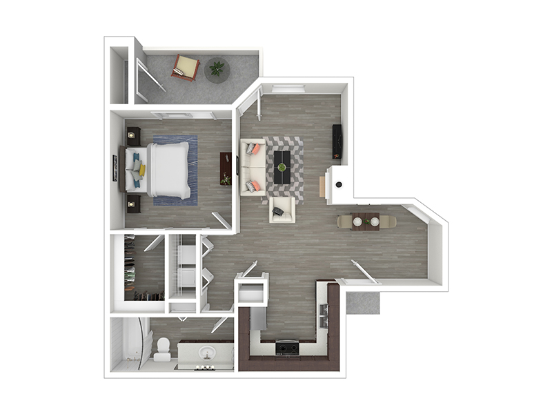 1x1-906- Classic floorplan at Pinnacle Heights