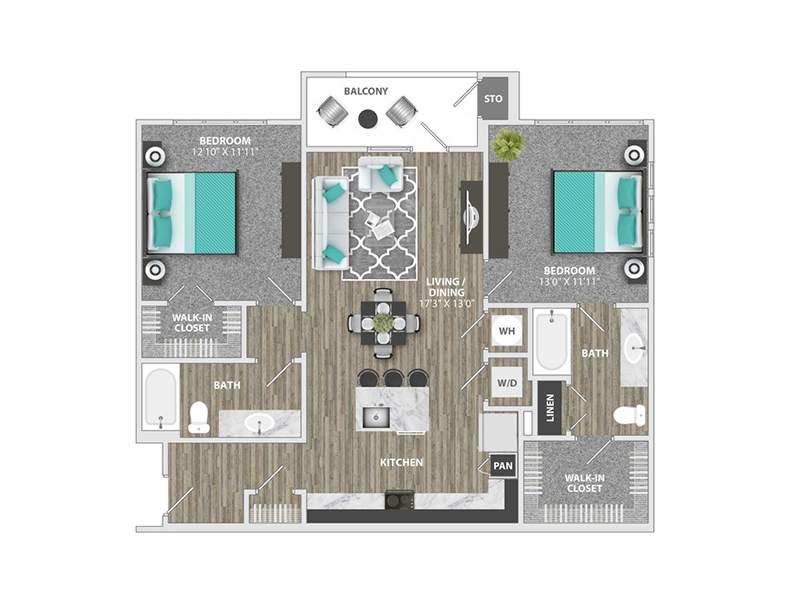 2 Beds, 2 Baths B2B