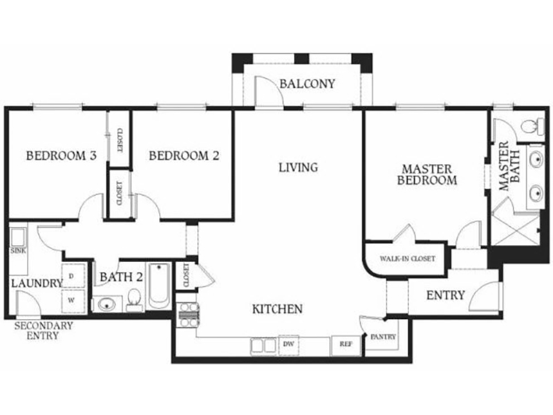 3 Bedroom A floorplan at Placita Luxe