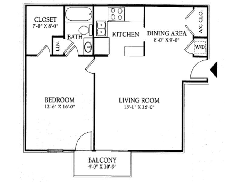 1 Bed 1 Bath floorplan