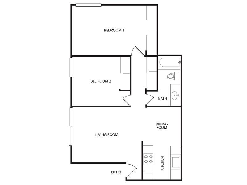 2 Bedroom 1 Bath