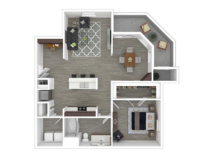 1x1-955- Full Renovation floorplan at Serafina