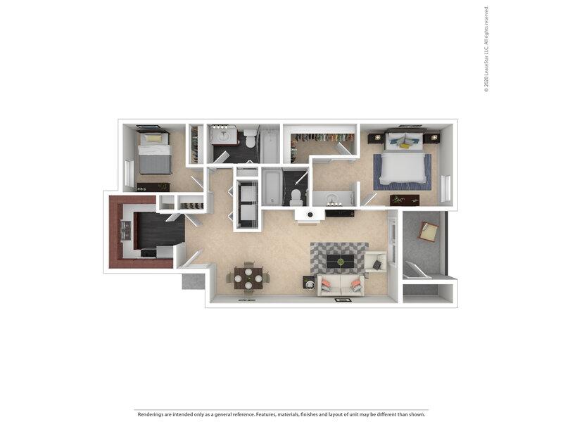 2x2-1158- Classic floorplan at Pinnacle Heights