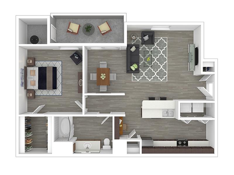 1x1-820- Classic floorplan at Serafina