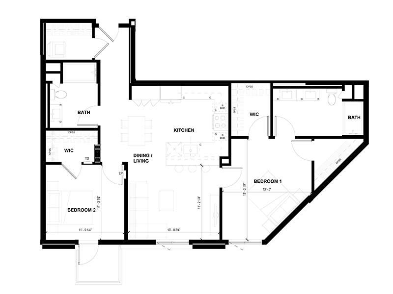 2 Bedroom F floorplan at Volta on Pine