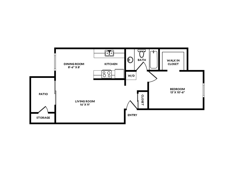 1B floorplan at The Boulders