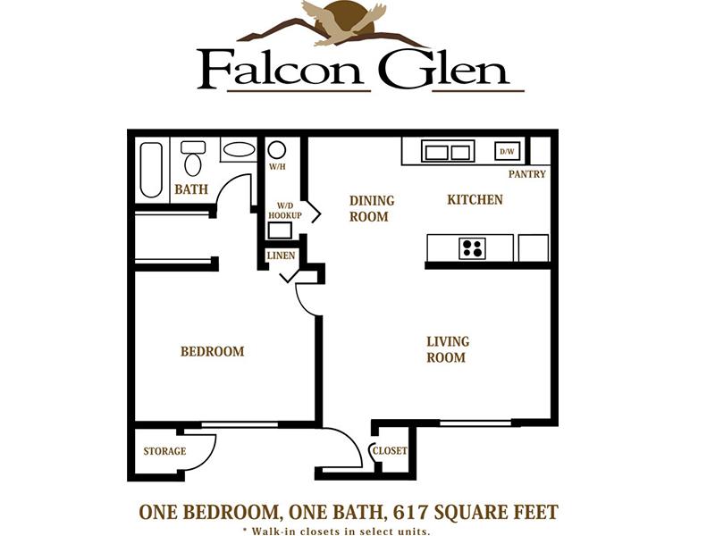 1X1 floorplan at Falcon Glen