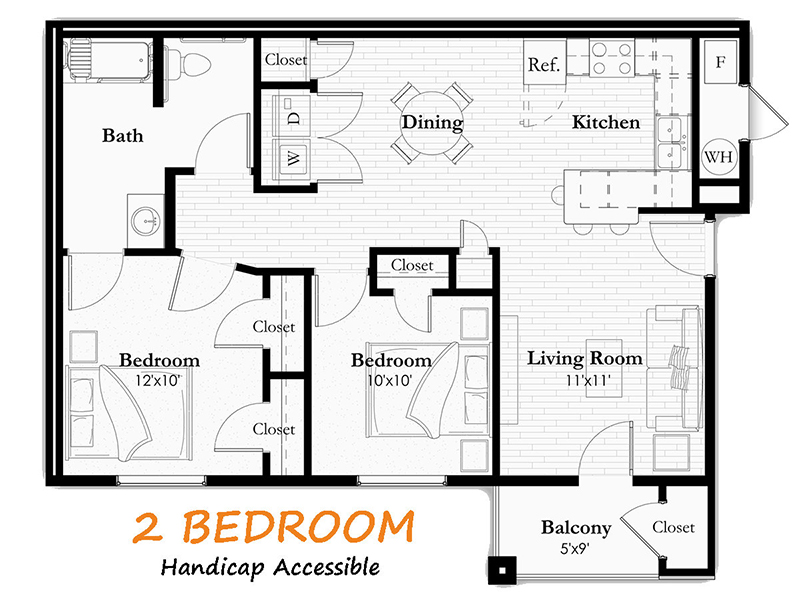 2 Bedroom 2 Bathroom ADA