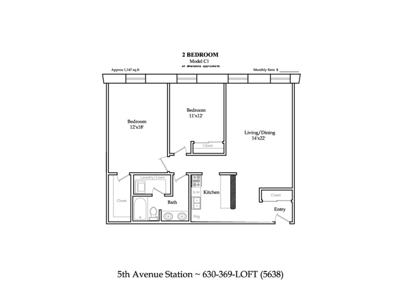 C1-R floorplan at 5th Avenue Station