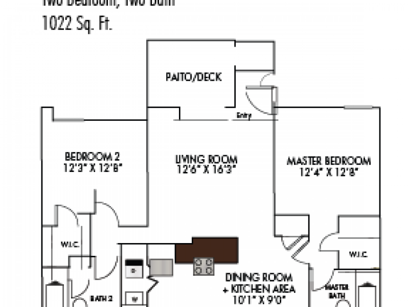 2 Bedroom floorplan at Sevilla Condominiums