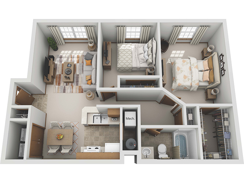 2 Bedroom 1 Bathroom A