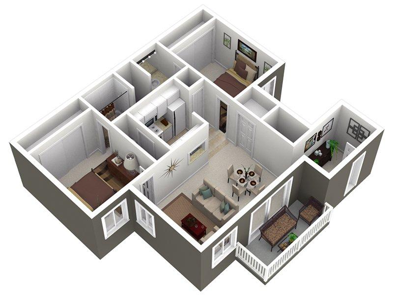 2 bed 1 bath 866