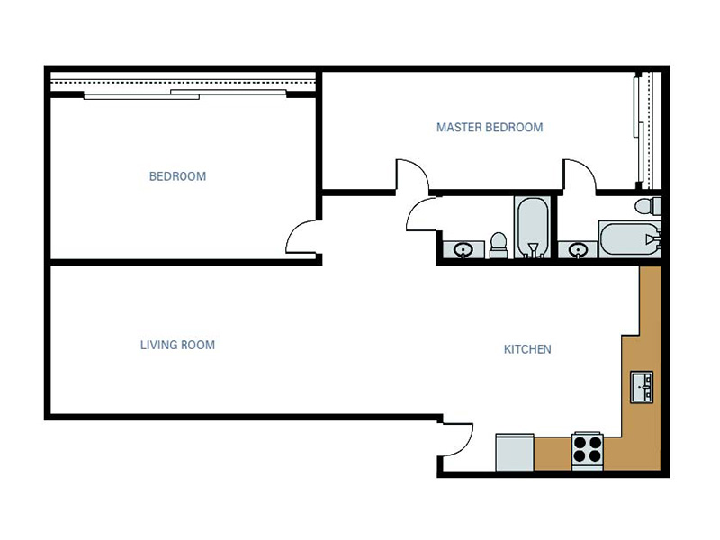 2 Bedroom 2 Bathroom R floorplan at Echo Pointe