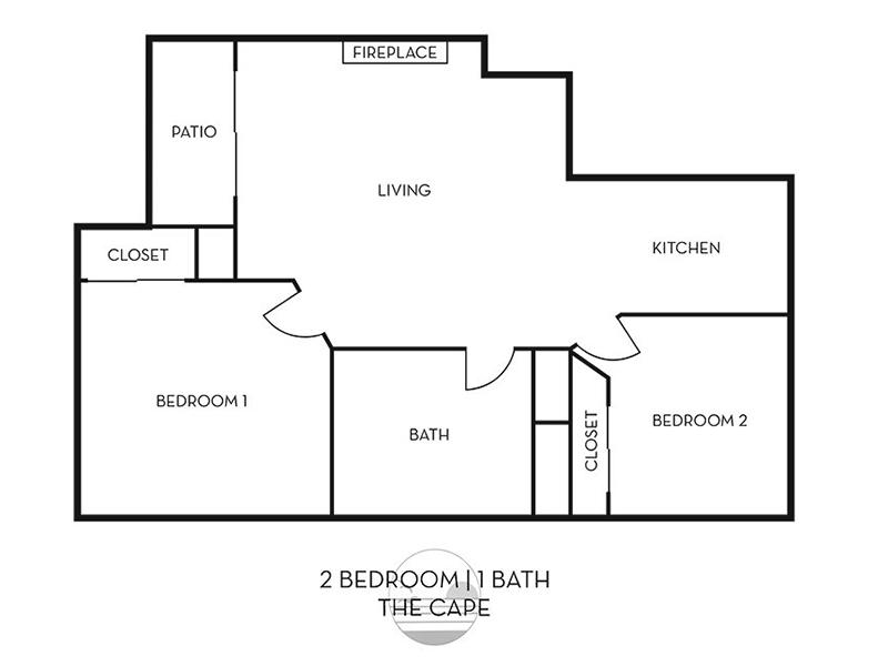 2x1 floorplan at The Cape