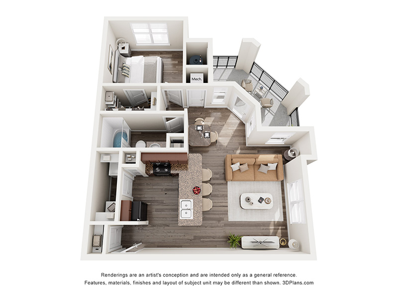 1X1-804 floorplan at Arista Flats