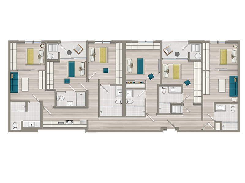 Co-Living Bathroom Studio floorplan at The Heights on Superior