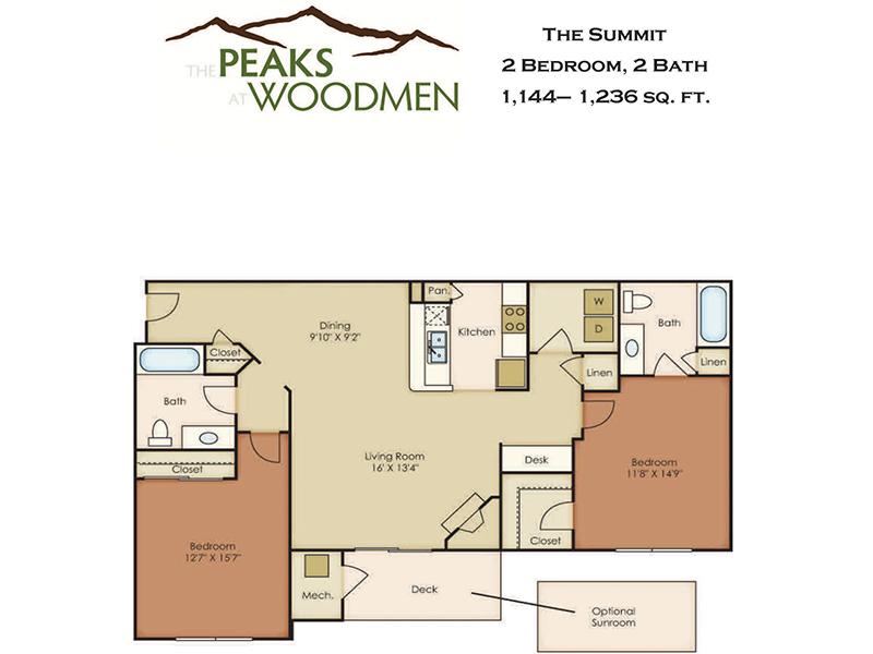 2X2-1144 floorplan at Peaks at Woodmen