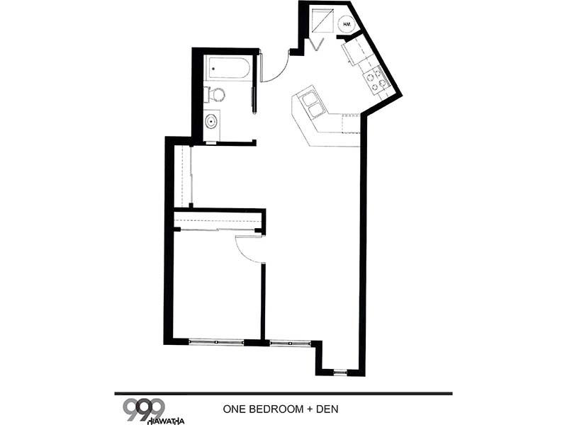 1BD4 floorplan at 999 Hiawatha