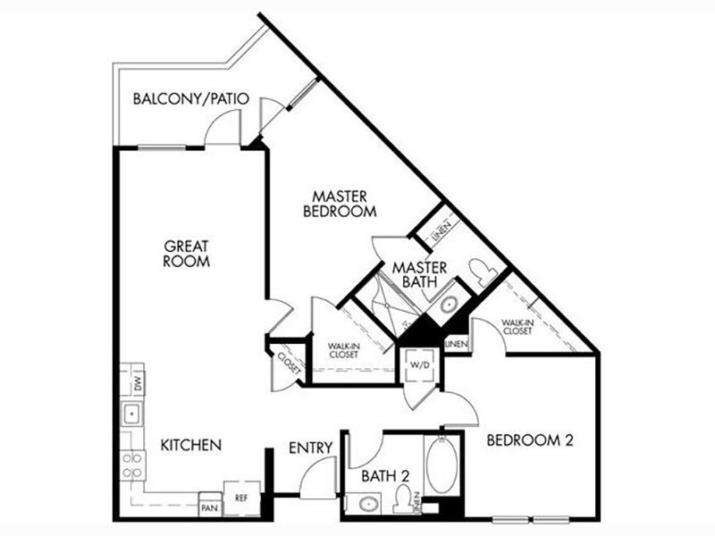 2BDAR floorplan at Oasis Anaheim