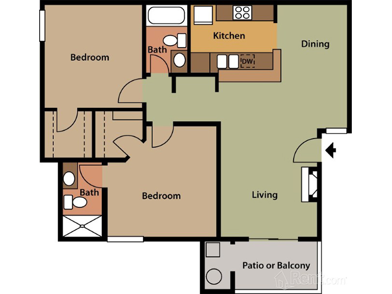 Two Bedroom floorplan at Chaparral