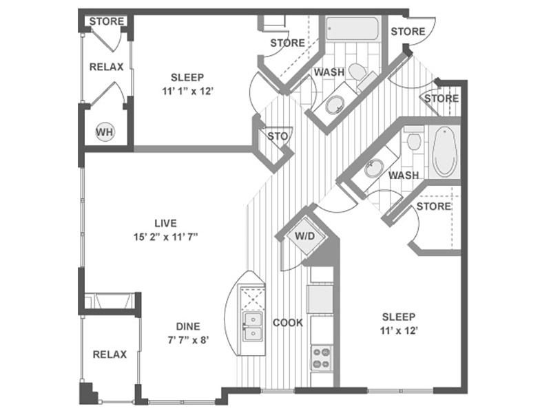 2X2-1026 floorplan at Arista Flats