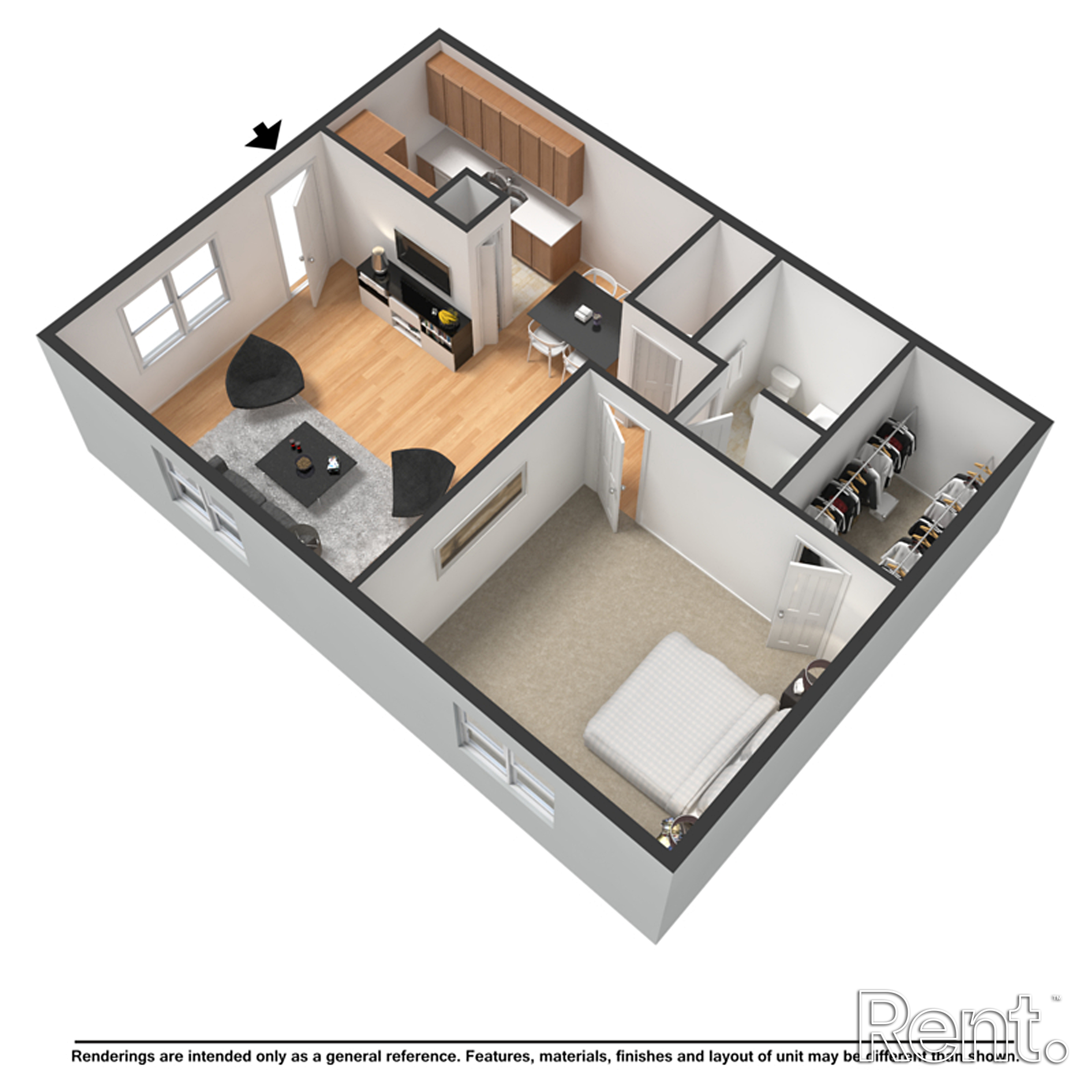 1 Bedroom floorplan at Norman Creek