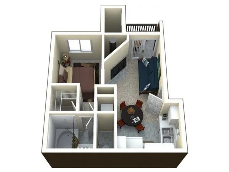 1x1 A floorplan at KD Place