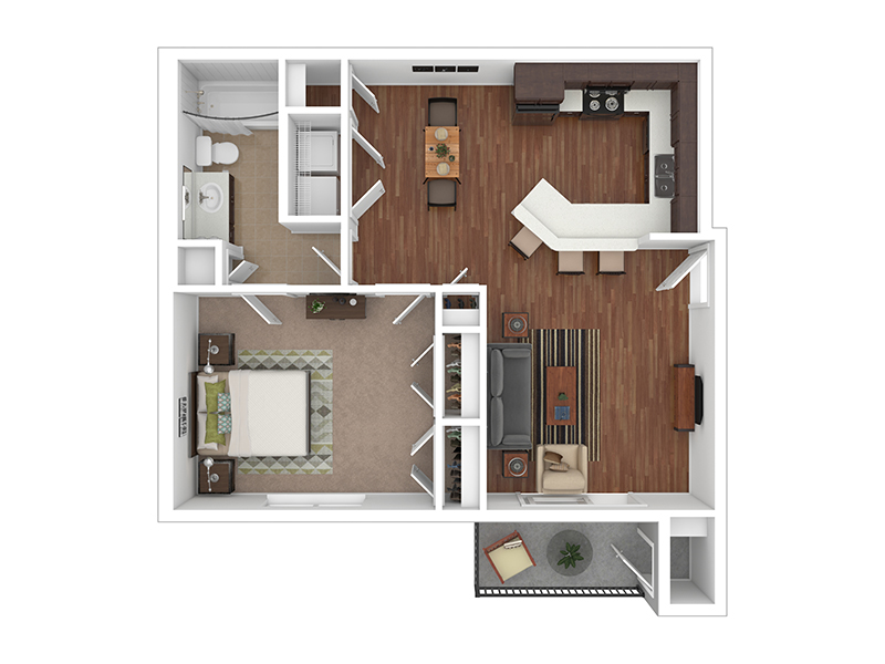 1B1B floorplan at Gateway Apartments