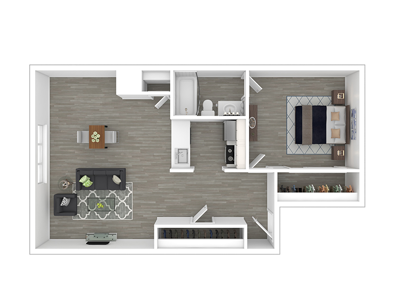 1x1 floorplan at Lookout Pointe